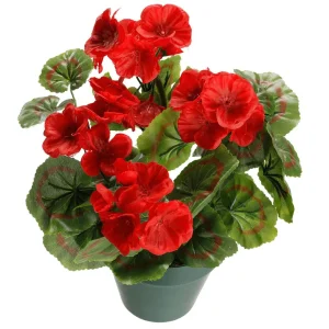 Kunstblumen^DecoWoerner Künstliche e Geranie Im Topf, 30 Cm rot