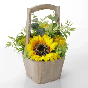 Herbstdeko | Kunstblumen^DecoWoerner Künstliche Sonnenblumen Im Korb 31 Cm gelb