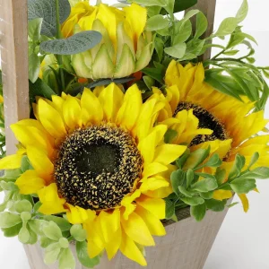 Herbstdeko | Kunstblumen^DecoWoerner Künstliche Sonnenblumen Im Korb 31 Cm gelb