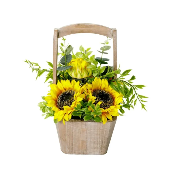 Herbstdeko | Kunstblumen^DecoWoerner Künstliche Sonnenblumen Im Korb 31 Cm gelb