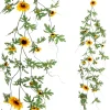 Herbstdeko | Girlanden & Ranken^DecoWoerner Künstliche Sonnenblumengirlande 125 Cm gelb