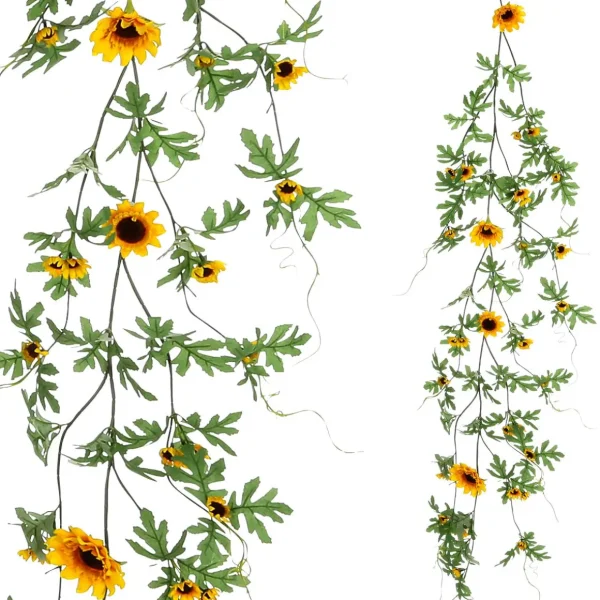 Herbstdeko | Girlanden & Ranken^DecoWoerner Künstliche Sonnenblumengirlande 125 Cm gelb