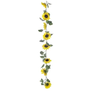 Herbstdeko | Girlanden & Ranken^DecoWoerner Künstliche Sonnenblumen-Girlande Kunstranke 150 Cm gelb