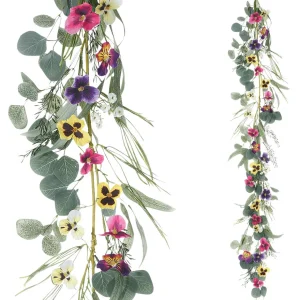 Girlanden & Ranken^DecoWoerner Künstliche Stiefmütterchen-Girlande Blumen-Ranke Bunt 155 Cm mehrfarbig