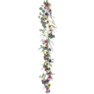 Girlanden & Ranken^DecoWoerner Künstliche Stiefmütterchen-Girlande Blumen-Ranke Bunt 155 Cm mehrfarbig