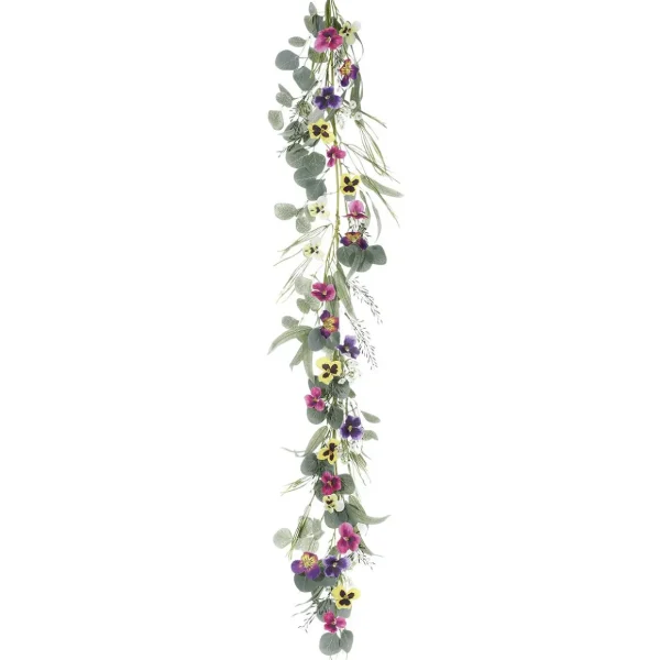 Girlanden & Ranken^DecoWoerner Künstliche Stiefmütterchen-Girlande Blumen-Ranke Bunt 155 Cm mehrfarbig