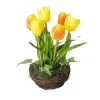 Frühlingsdeko | Kunstblumen^DecoWoerner Künstliche Tulpen Im Korb Gelb, 20 Cm orange