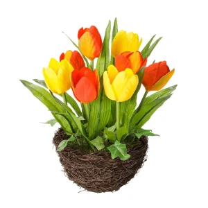Kunstblumen^DecoWoerner Künstliche Tulpen Im Korb , 25 Cm orange
