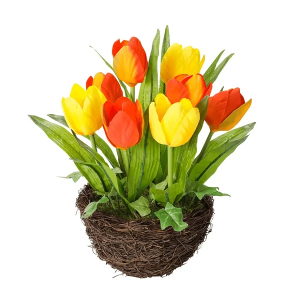 Kunstblumen^DecoWoerner Künstliche Tulpen Im Korb , 25 Cm orange