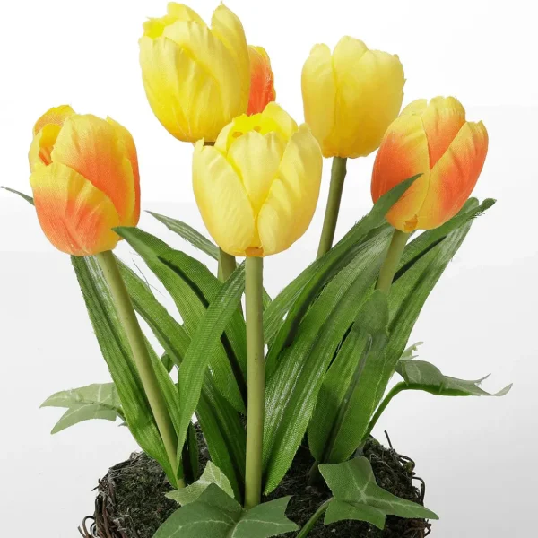 Frühlingsdeko | Kunstblumen^DecoWoerner Künstliche Tulpen Im Korb Gelb, 20 Cm orange