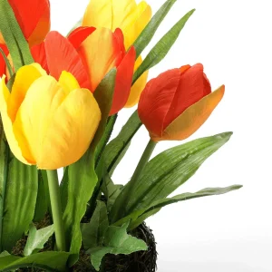 Kunstblumen^DecoWoerner Künstliche Tulpen Im Korb , 25 Cm orange