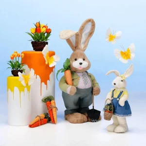 Frühlingsdeko | Kunstblumen^DecoWoerner Künstliche Tulpen Im Korb Gelb, 20 Cm orange