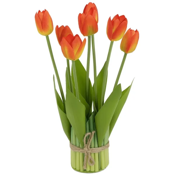 Frühlingsdeko | Kunstblumen^DecoWoerner Künstliche Tulpenbündel 34 Cm Mit 7 Blüten orange