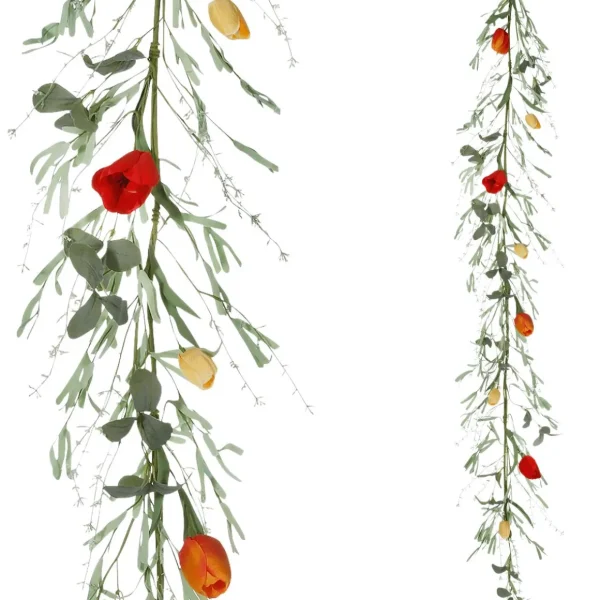 Frühlingsdeko | Girlanden & Ranken^DecoWoerner Künstliche Tulpen-Girlande Kunstranke - Orange 158 Cm rot