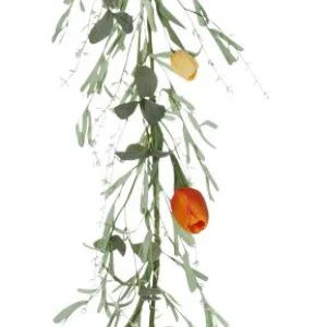 Frühlingsdeko | Girlanden & Ranken^DecoWoerner Künstliche Tulpen-Girlande Kunstranke - Orange 158 Cm rot