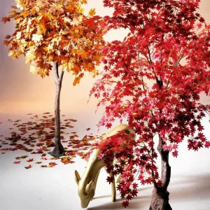 Kunstbäume | Herbstdeko^DecoWoerner Künstlicher Ahorn Herbstbaum -gelb, 270 Cm orange