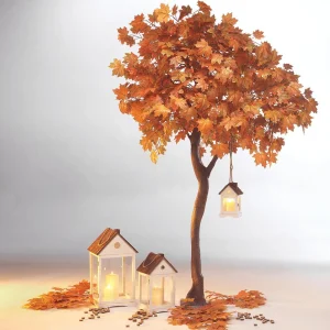 Kunstbäume | Herbstdeko^DecoWoerner Künstlicher Ahorn Herbstbaum -gelb, 270 Cm orange