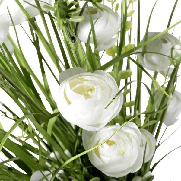 Frühlingsdeko | Dekogras^DecoWoerner Künstlicher Grasbund Mit Weißen Blüten 70 Cm grün