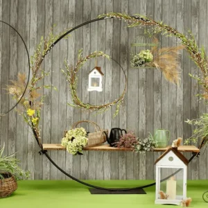 Frühlingsdeko | Dekogras^DecoWoerner Künstlicher Grasbund Mit Weißen Blüten 70 Cm grün