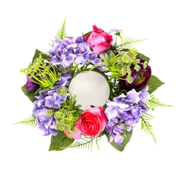 Frühlingsdeko | Blumensträuße & Blumenkränze^DecoWoerner Künstlicher Hortensien-Rosen-Blumen-Türkranz Lila Rot 30 Cm Ø violett