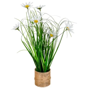 Kunstblumen^DecoWoerner Künstlicher Margeritenbund Im Topf 33 Cm weiß