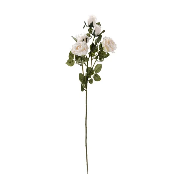 Themen-Deko | Kunstblumen^DecoWoerner Künstlicher Rosenzweig, 73 Cm, Creme weiß