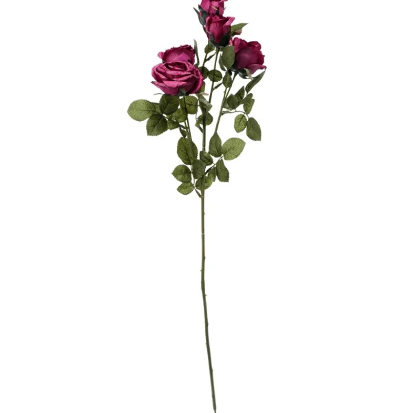 Themen-Deko | Kunstblumen^DecoWoerner Künstlicher Rosenzweig, 73 Cm, Burgundy rot