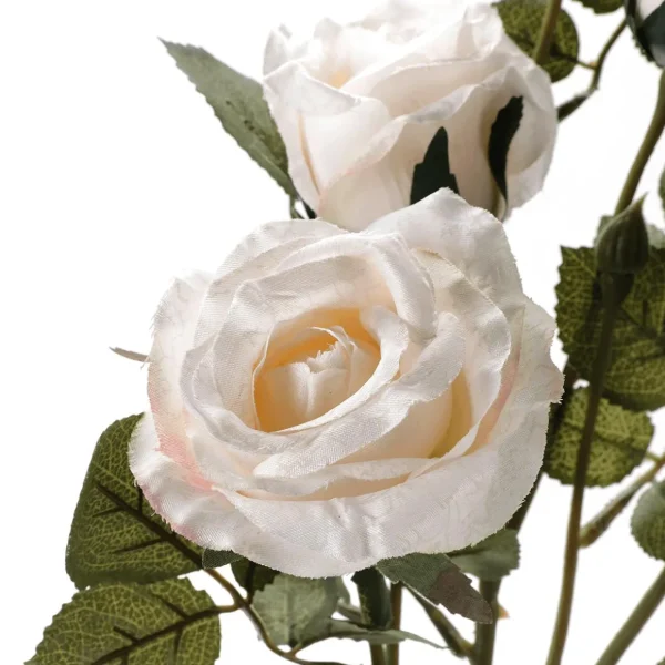 Themen-Deko | Kunstblumen^DecoWoerner Künstlicher Rosenzweig, 73 Cm, Creme weiß