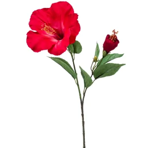 Kunstblumen^DecoWoerner Künstlicher er Hibiskus-Zweig 65 Cm rot
