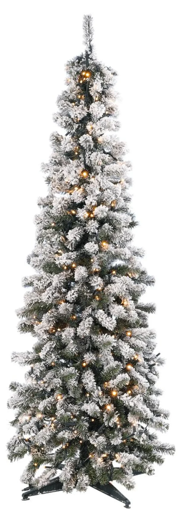 Künstliche Weihnachtsbäume^DecoWoerner Künstlicher, Schmaler Tannebaum, Beschneit Mit LED 240 Cm weiß