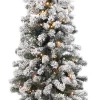 Weihnachtsbeleuchtung | Künstliche Weihnachtsbäume^DecoWoerner Künstlicher, Schmaler Tannebaum, Beschneit Mit LED 210 Cm weiß