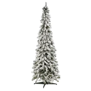Künstliche Weihnachtsbäume^DecoWoerner Künstlicher, Schmaler Tannebaum, Beschneit 210 Cm weiß