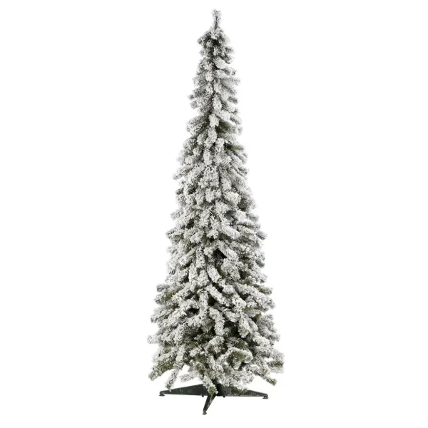 Künstliche Weihnachtsbäume^DecoWoerner Künstlicher, Schmaler Tannebaum, Beschneit 210 Cm weiß