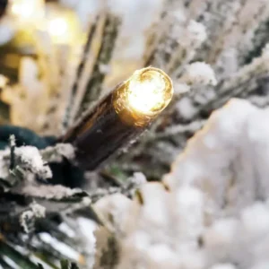 Künstliche Weihnachtsbäume^DecoWoerner Künstlicher, Schmaler Tannebaum, Beschneit Mit LED 180 Cm weiß