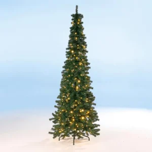 Künstliche Weihnachtsbäume^DecoWoerner Künstlicher, Schmaler Tannebaum Mit LED 210 Cm grün