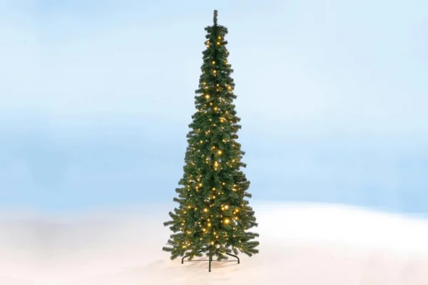 Künstliche Weihnachtsbäume^DecoWoerner Künstlicher, Schmaler Tannebaum Mit LED 210 Cm grün