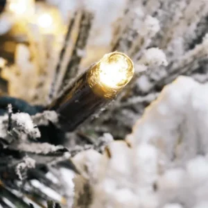 Künstliche Weihnachtsbäume^DecoWoerner Künstlicher, Schmaler Tannebaum, Beschneit Mit LED 240 Cm weiß