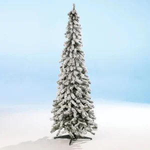 Künstliche Weihnachtsbäume^DecoWoerner Künstlicher, Schmaler Tannebaum, Beschneit 150 Cm weiß