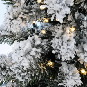 Künstliche Weihnachtsbäume^DecoWoerner Künstlicher, Schmaler Tannebaum, Beschneit Mit LED 240 Cm weiß