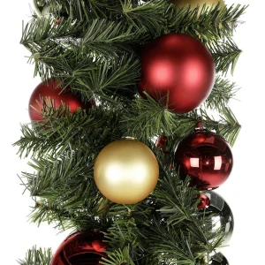 Girlanden & Ranken | Weihnachtsgirlanden^DecoWoerner Künstlicher Tannengirlande 270 Cm Mit -goldenen Kugeln, Zum Selber Schmücken rot