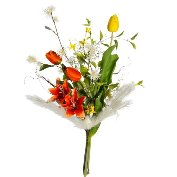 Frühlingsdeko | Blumensträuße & Blumenkränze^DecoWoerner Künstlicher Tulpen-Blumenstrauß-Mix, 75 Cm orange