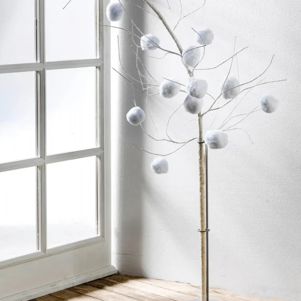 Winterdeko^DecoWoerner Künstlicher er Winter Deko-Ast 145 Cm weiß