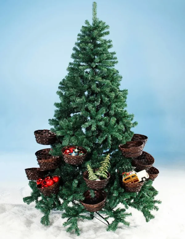 Künstliche Weihnachtsbäume^DecoWoerner Künstlicher Weihnachtsbaum Mit 20 Körben Für Geschenke Und Ware 195 Cm grün