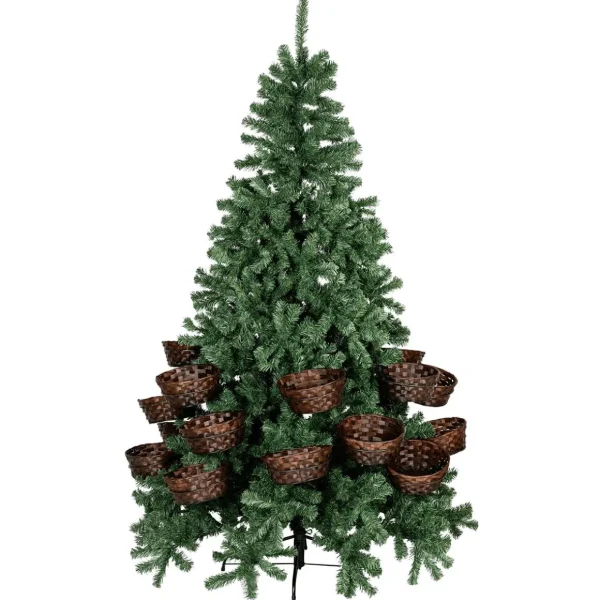 Künstliche Weihnachtsbäume^DecoWoerner Künstlicher Weihnachtsbaum Mit 20 Körben Für Geschenke Und Ware 195 Cm grün