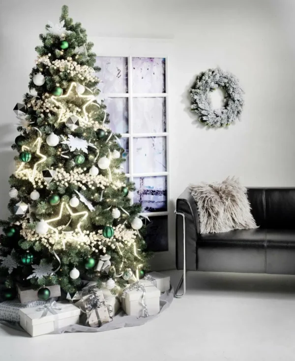Künstliche Weihnachtsbäume^DecoWoerner Künstlicher Weihnachtsbaum Weißtanne Mit LED 180 Cm grün