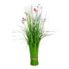 Dekogras^DecoWoerner Künstliches Dekogras Mit Blüten 65 Cm rosa