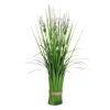 Dekogras^DecoWoerner Künstliches Dekogras Mit en Blüten 48 Cm weiß