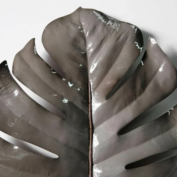 Herbstdeko^DecoWoerner Künstliches Monsterablatt 90 Cm Grau