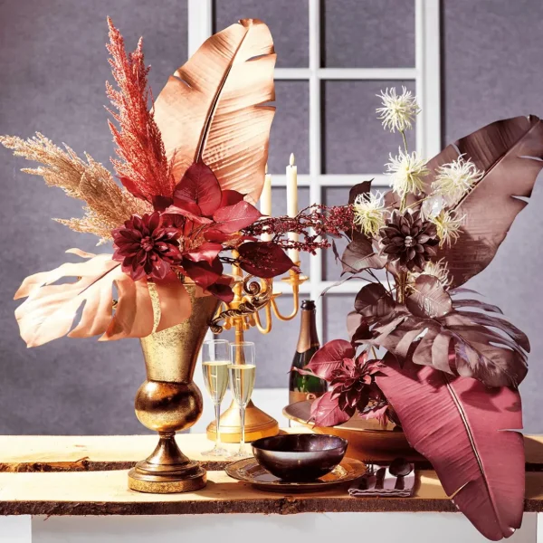 Herbstdeko^DecoWoerner Künstliches Strelizienblatt 108 Cm rosa