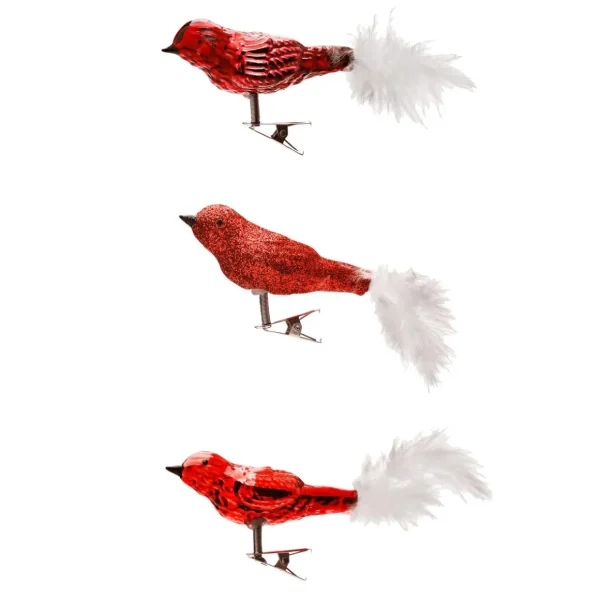 Dekotiere | Weihnachtsfiguren^DecoWoerner Künstliches Vogel Set 3 Stück rot